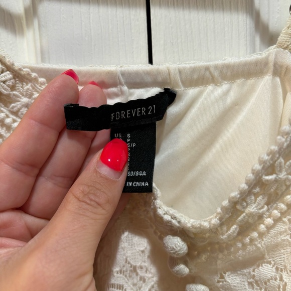 FOREVER 21 Women’s Floral Lace Adjustable Spaghetti Strap Dress - white, size S - Picture 5 of 7